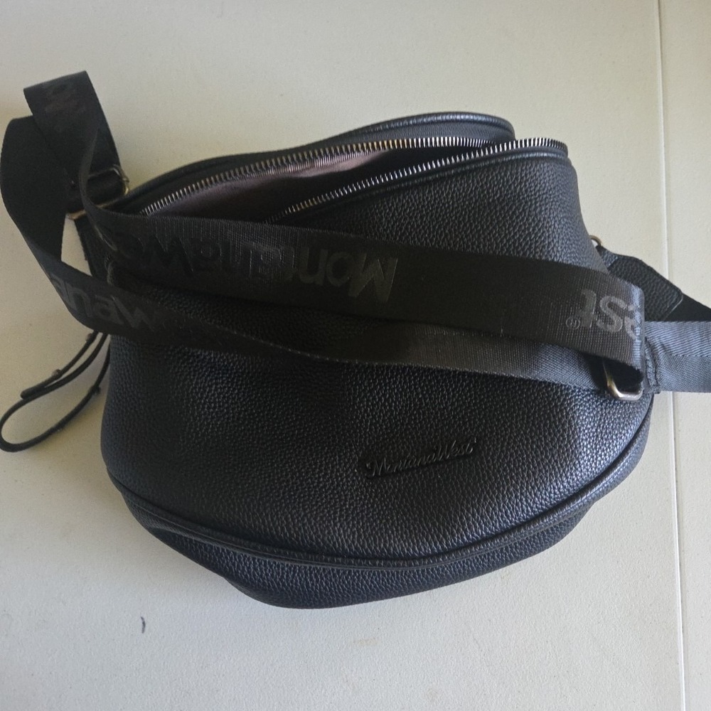 Montana West Studded Pebbled Crescent Shoulder Bag Black Zip Women's Handbag